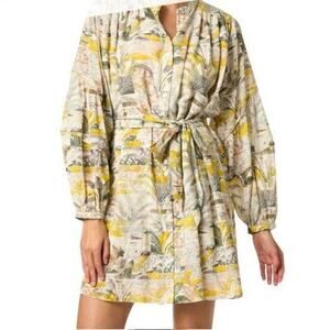 Chufy La Dolce Vita Bruna‎ Floral Silk Shirt Dress Multicolor Womens Size Medium